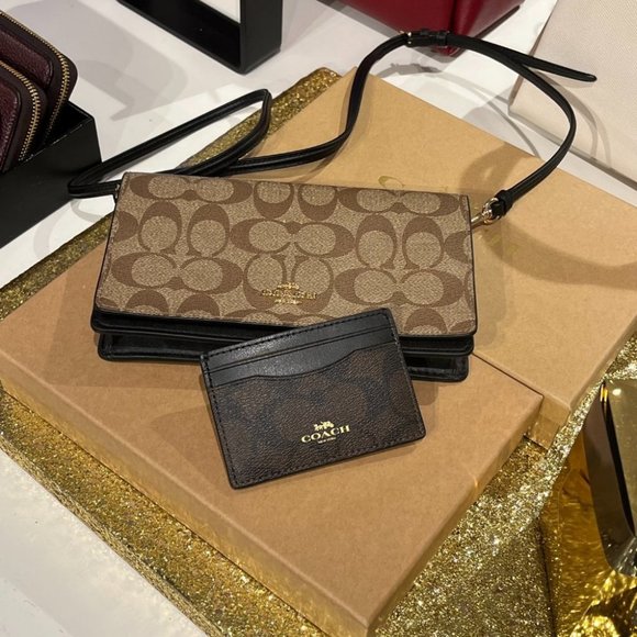 Coach Bags Boxed Anna Foldover Clutch Crossbody And Card Case Set
